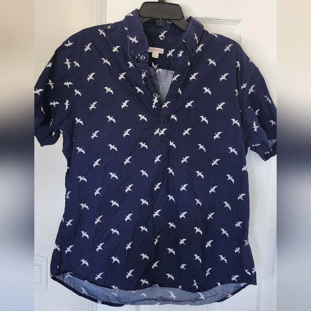 Merona Dark Blue Seagull Pattern Shirt